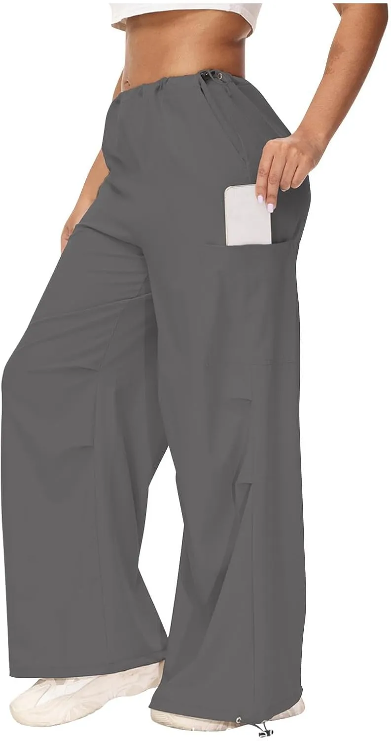 Womens Cargo Jeans with Pockets Straight Wide Leg Trousers High Waisted Baggy Jeans Y2K Streetwear Pants Women