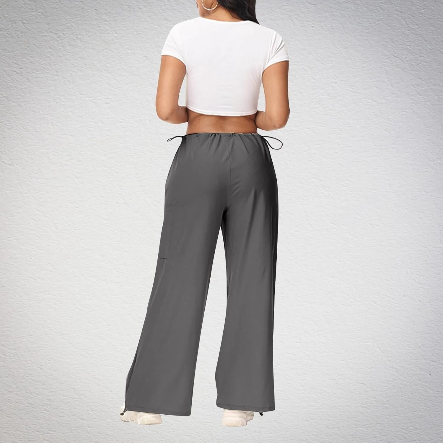 Womens Cargo Jeans with Pockets Straight Wide Leg Trousers High Waisted Baggy Jeans Y2K Streetwear Pants Women