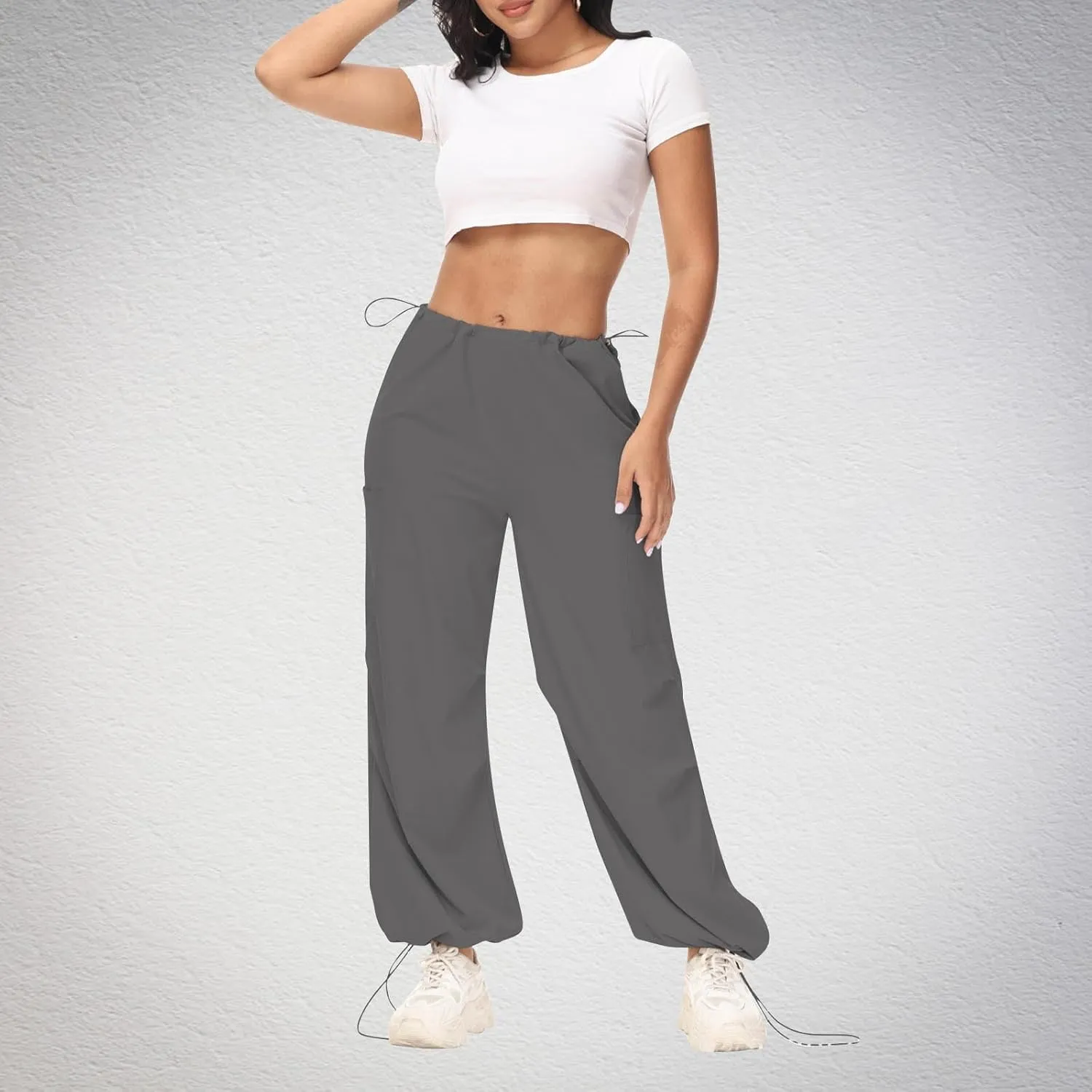 Womens Cargo Jeans with Pockets Straight Wide Leg Trousers High Waisted Baggy Jeans Y2K Streetwear Pants Women