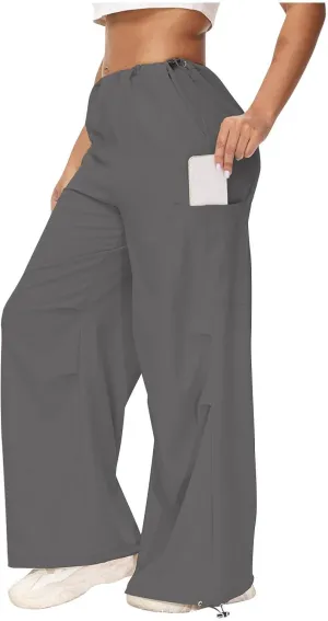 Womens Cargo Jeans with Pockets Straight Wide Leg Trousers High Waisted Baggy Jeans Y2K Streetwear Pants Women