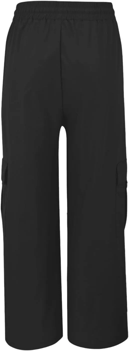 Womens Cargo Pants Casual High Waist Stretch Drawstring Straight Wide Leg Trousers Summer Baggy Trousers with Pockets