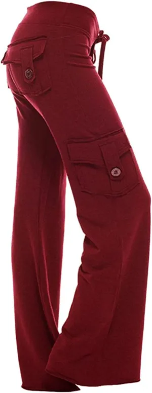 Womens Cargo Pants Plus Size Straight Wide Leg Hiking Trousers Baggy Y2K Sweatpant Utility Parachute Pants Relaxed Jogger