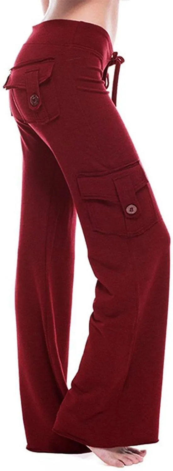 Womens Cargo Pants Plus Size Straight Wide Leg Hiking Trousers Baggy Y2K Sweatpant Utility Parachute Pants Relaxed Jogger