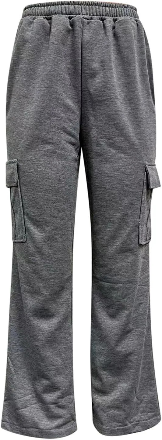 Womens Cargo Sweatpants Joggers Drawstring Waist Baggy Pants Fall Fashion Outfits Y2K Clothes 2024 with Pockets