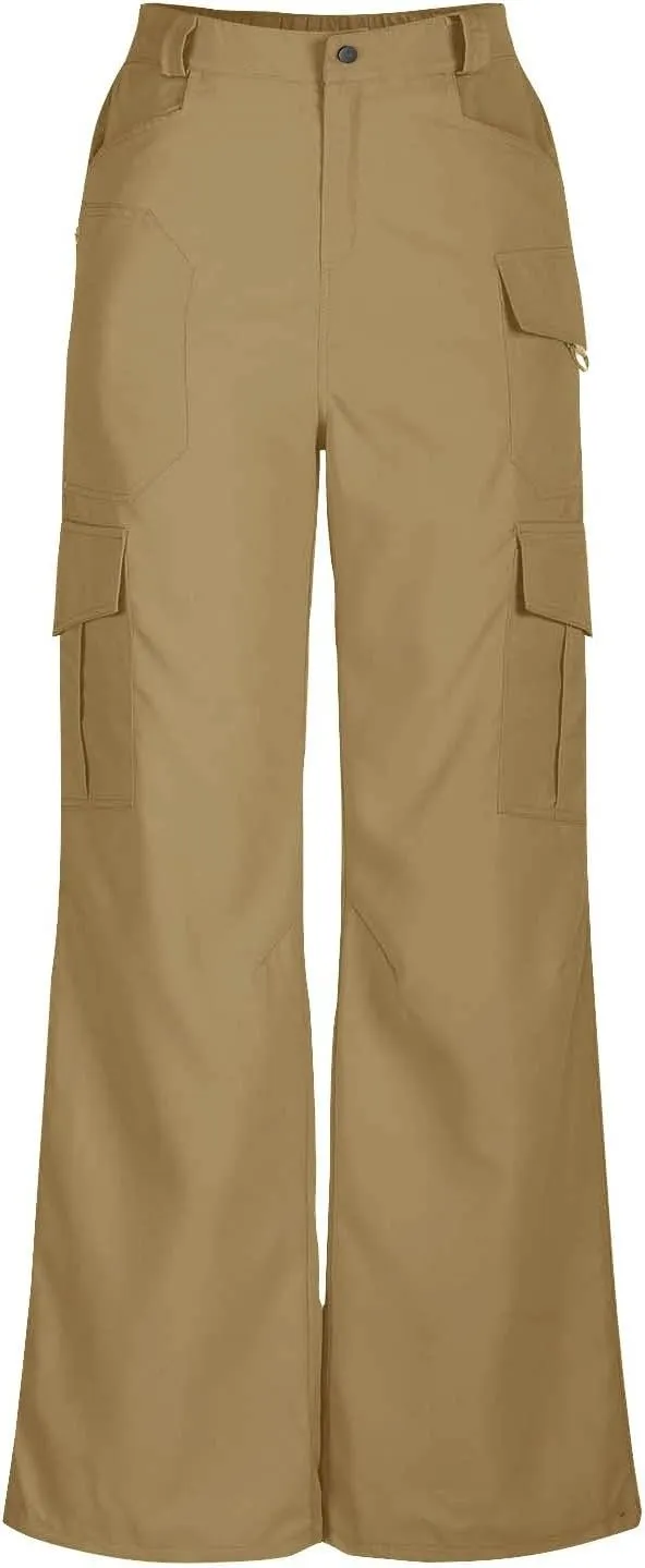 Women's Cargo Work Pants High Waisted Wide Leg Straight Pants Dressy Outdoor Hiking Travel Trousers with Pockets