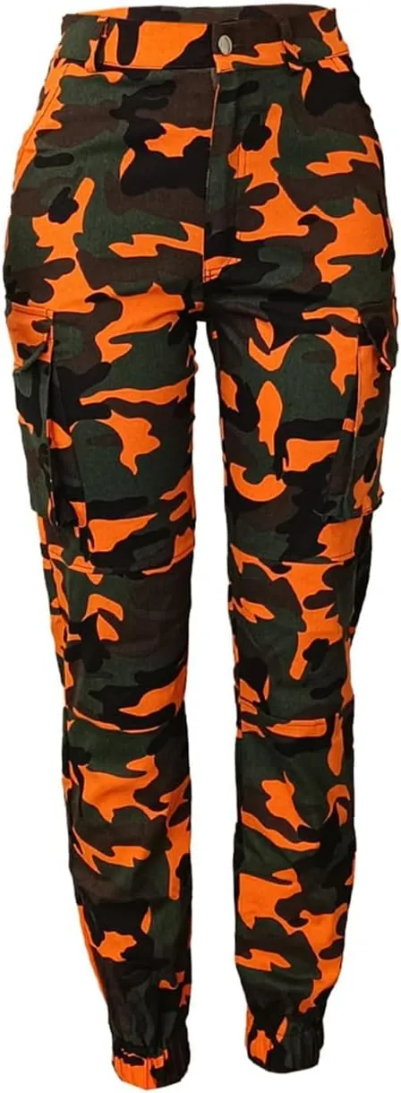 Women's Casual Cargo Camouflage Camo Pants with Pocket