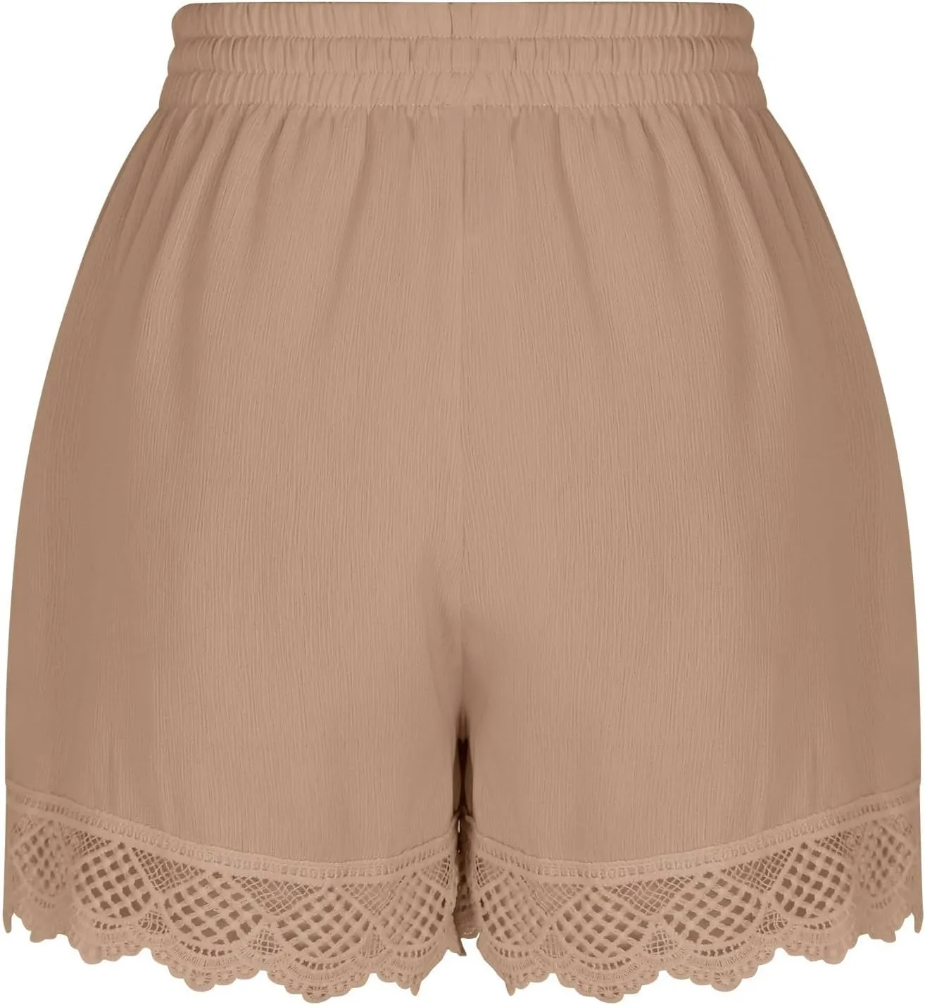 Women's Casual Shorts with Pockets Lace Trim Front Pleated Drawstring Stylish Comfortable Loose Fitting Summer Pants