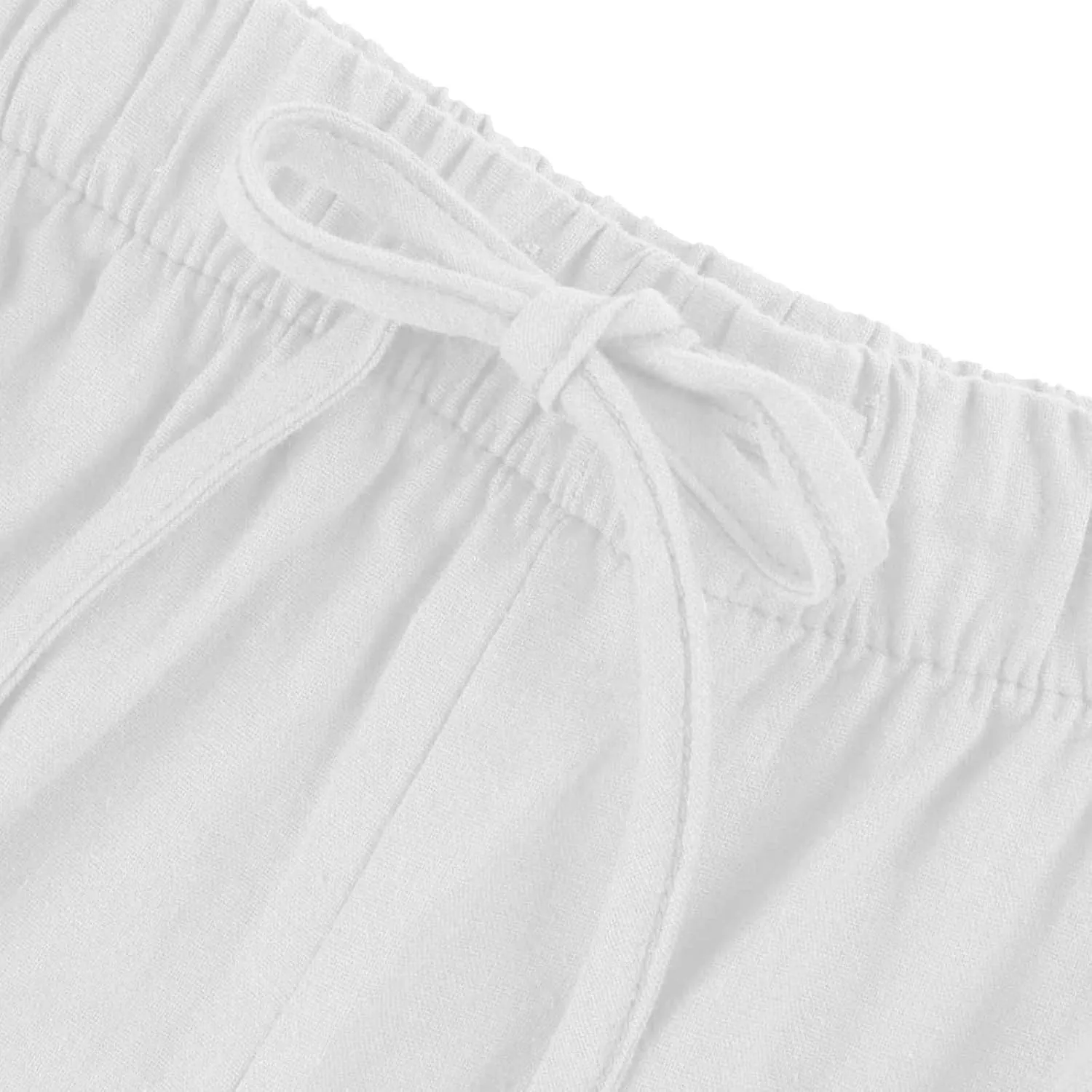 Womens Cotton Linen Pants Summer Wide Leg Palazzo Pants Flowy Beach Lounge Trousers Comfy Loose Slacks