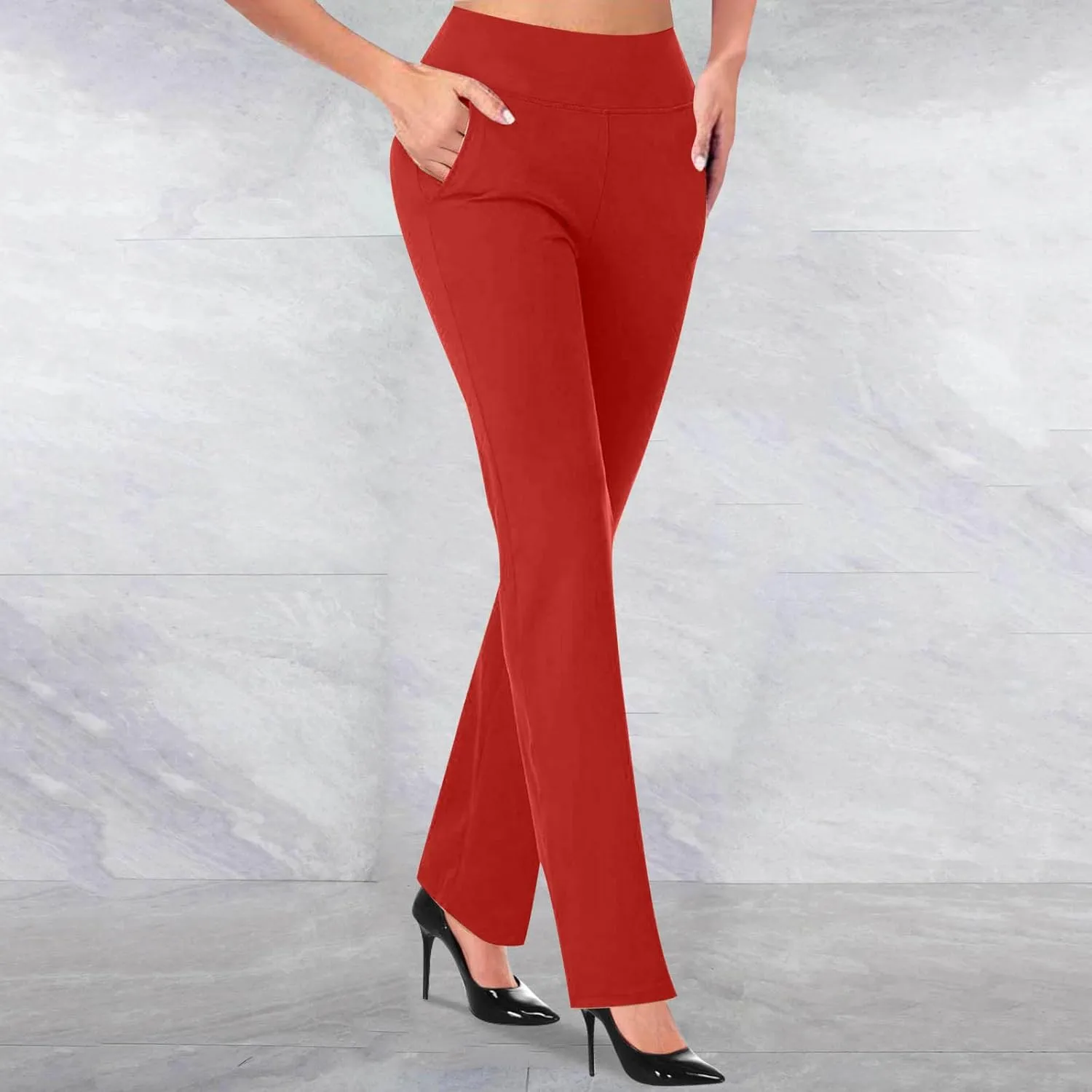 Womens Dress Pants for Work Business Casual Slim Fit Straight Leg Stretchy High Waisted Bootcut Yoga Pant Trousers