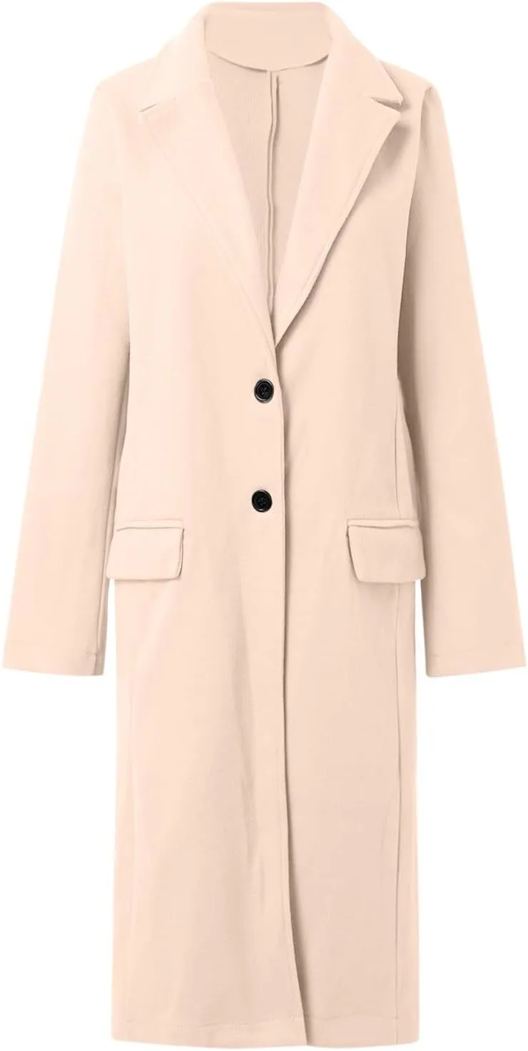 Womens Fit Mid Long Double Breasted Coat Lapel Jacket Overcoat Outwear Trench Windbreaker Coat Women Long