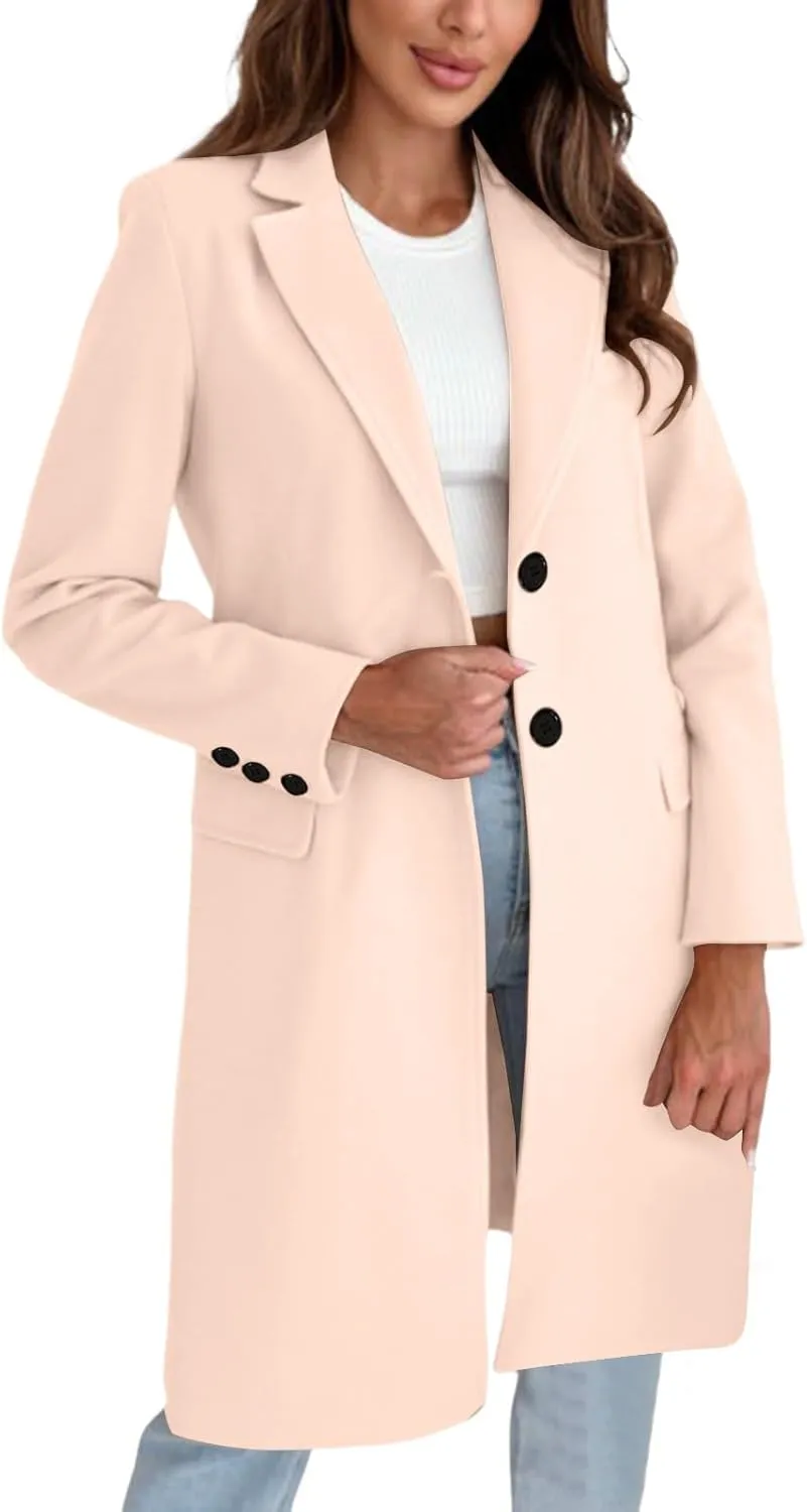 Womens Fit Mid Long Double Breasted Coat Lapel Jacket Overcoat Outwear Trench Windbreaker Coat Women Long