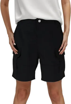 Women's Hiking Cargo Shorts Elastic Waist Casual Summer Chino Shorts Lightweight Zipper Summer Pants with Pockets