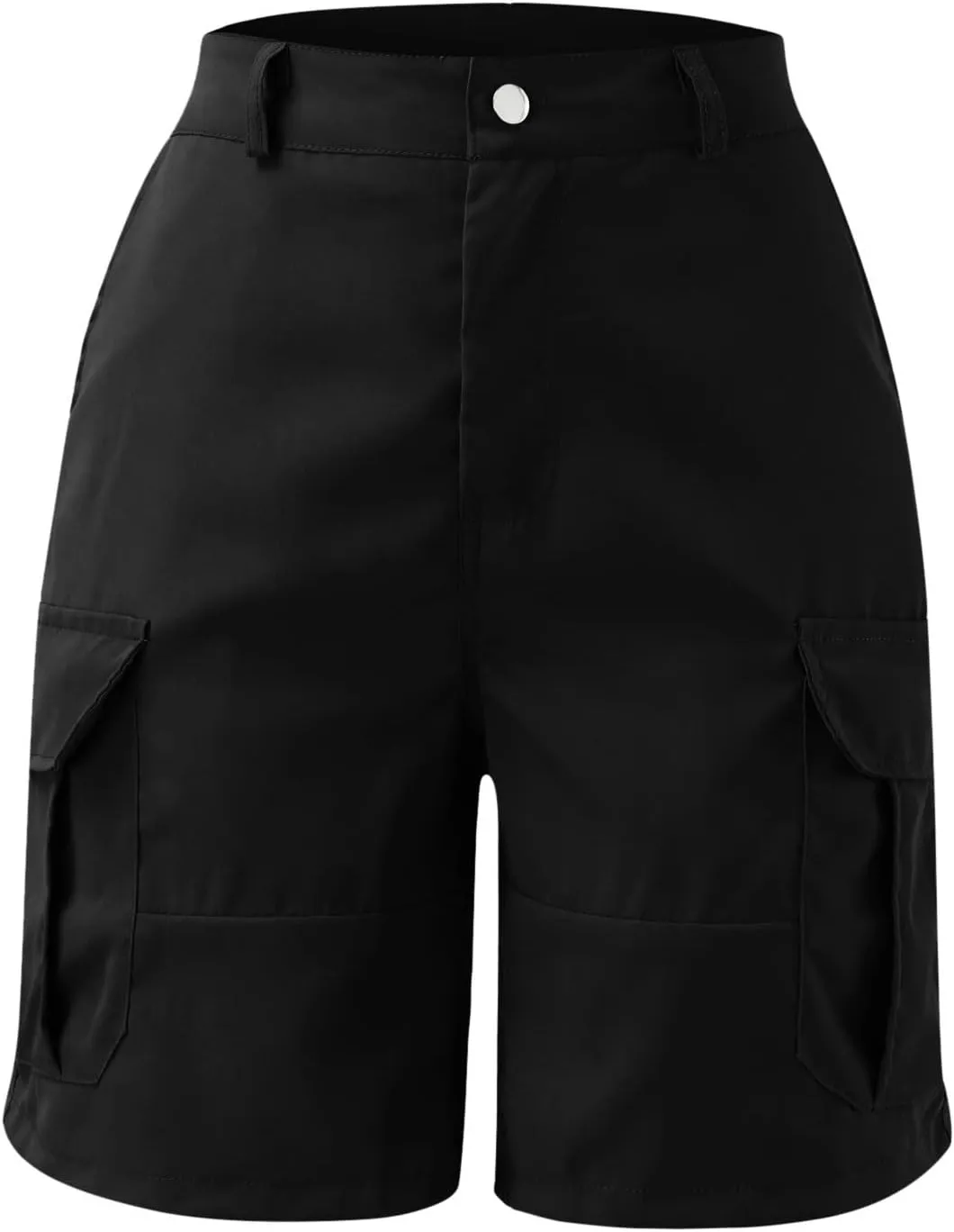 Women's Hiking Cargo Shorts Elastic Waist Casual Summer Chino Shorts Lightweight Zipper Summer Pants with Pockets