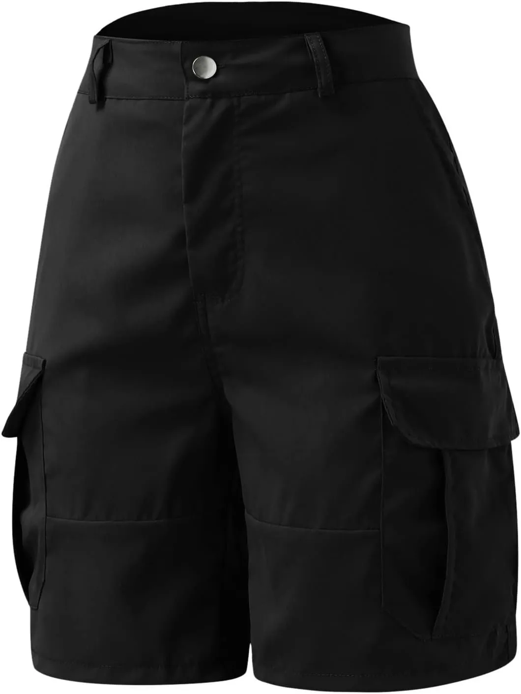 Women's Hiking Cargo Shorts Elastic Waist Casual Summer Chino Shorts Lightweight Zipper Summer Pants with Pockets