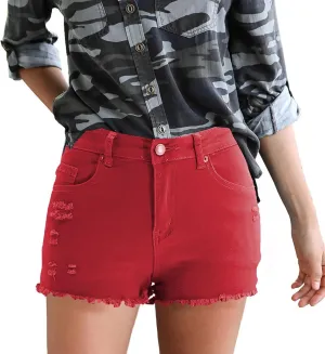Womens Jean Shorts 2025 Summer Vacation High Waisted Frayed Raw Hem Ripped Skinny Casual Shorts