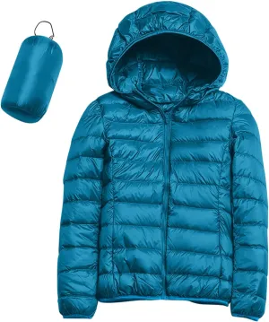 Women's Lightweight Down Jacket Packable Water-Resistant Hooded Puffer Jacket Warm Winter Coat Trench Coat Ski Coat