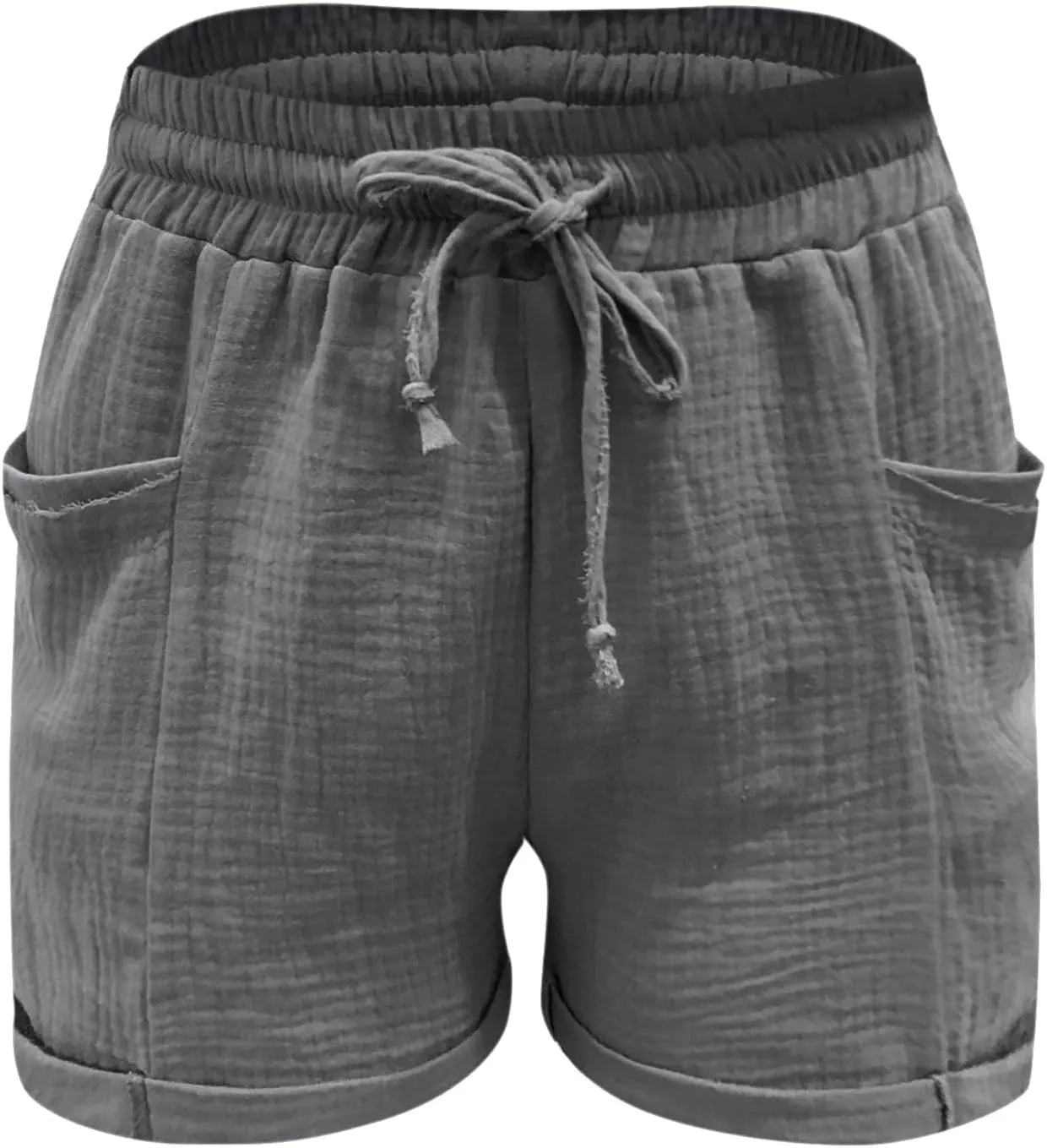 Women's Linen Short High Waist Straight Leg Shorts Summer Casual Beach Loose Workout Outfits Clothing with Pockets
