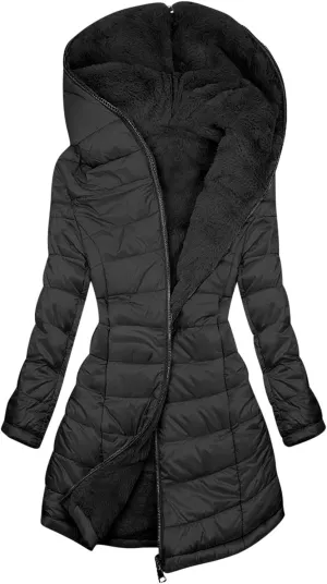 Women's Long Winter Puffer Coat Waterproof Warm Zip Up Down Jacket Faux Fur Hooded Warm Parka Jackets