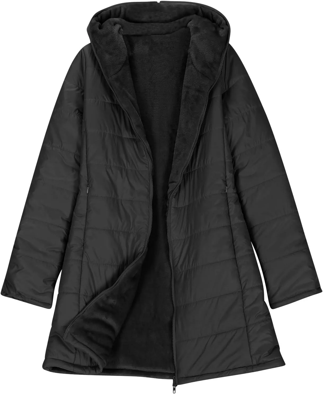 Women's Long Winter Puffer Coat Waterproof Warm Zip Up Down Jacket Faux Fur Hooded Warm Parka Jackets