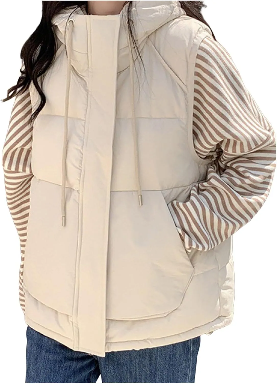 Women's New Hooded Short Loose Vest Outside The Vest Down Jacket Vest plus Size 2024 Women Hooded Coat