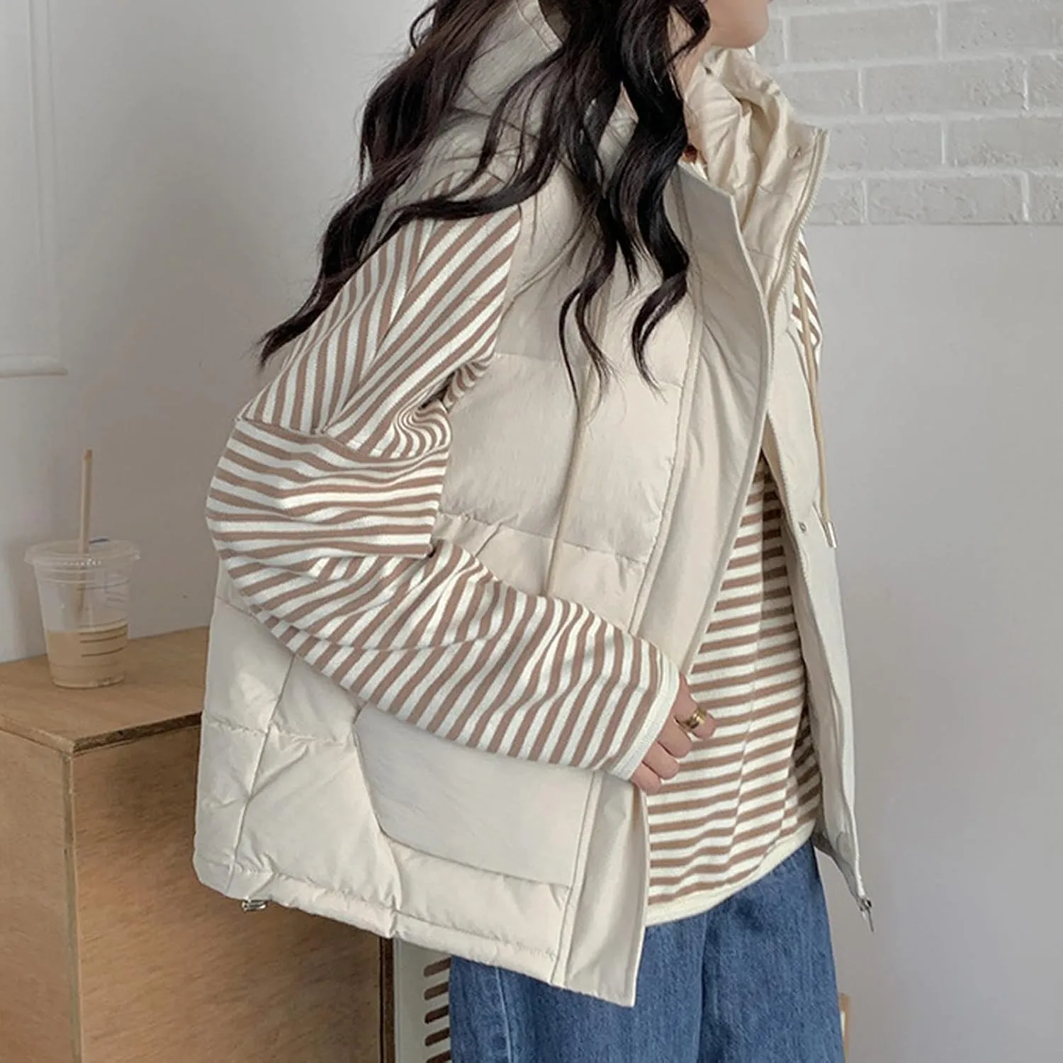 Women's New Hooded Short Loose Vest Outside The Vest Down Jacket Vest plus Size 2024 Women Hooded Coat