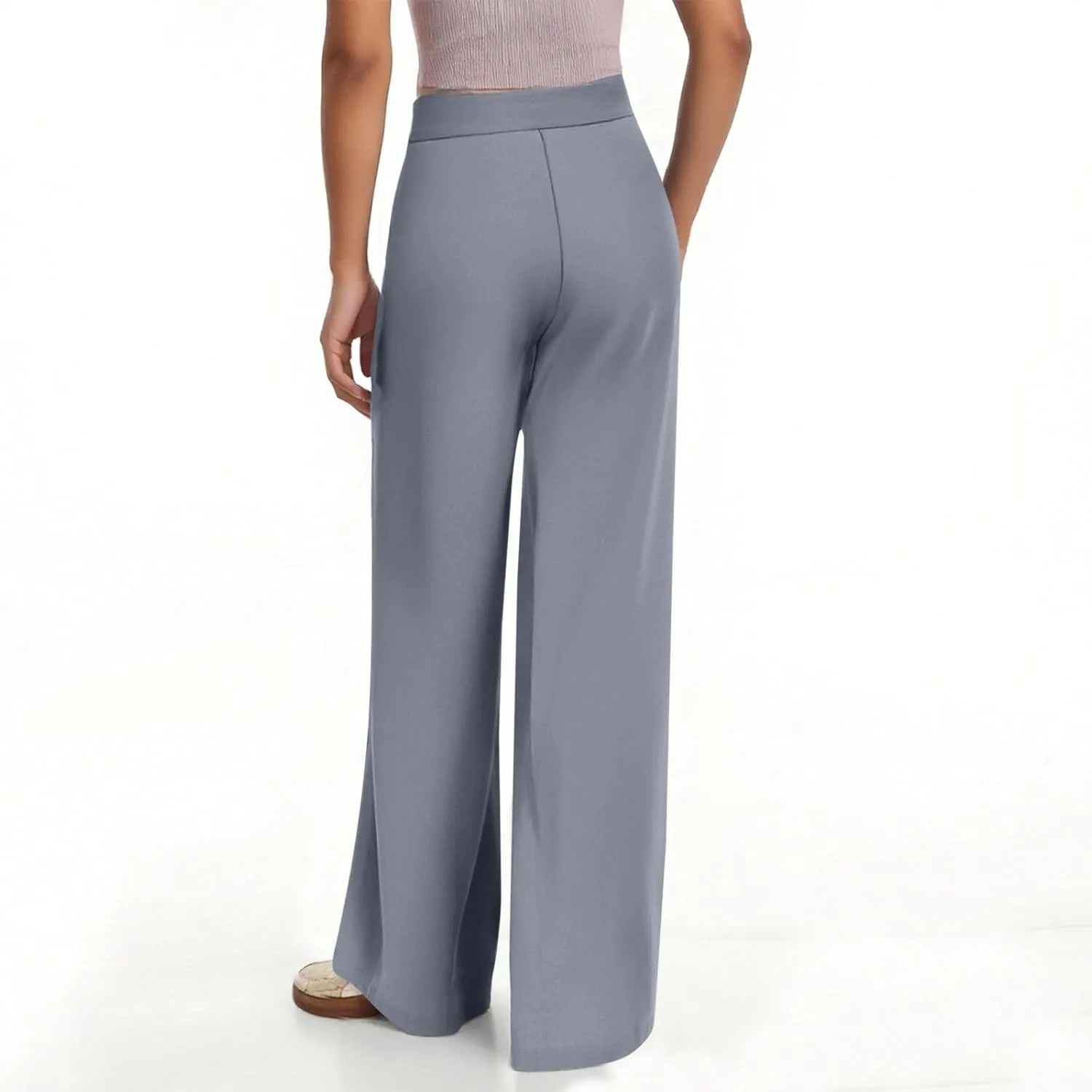 Womens Pants Casual Wide Leg Trousers High Waist Fit Formal Slacks Straight Fashion Pants with Pockets