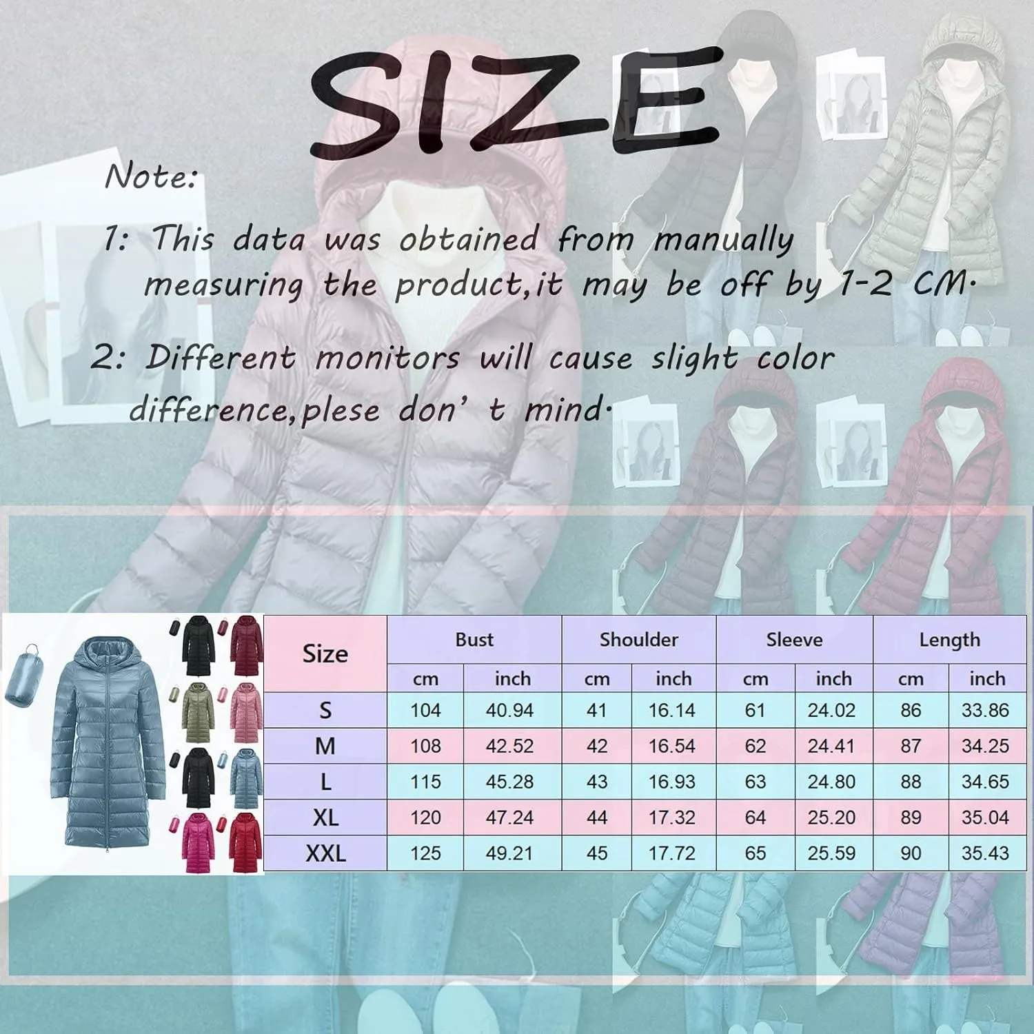 Womens Puffer Coat Lightweight Down Coats Long Sleeve with Pouch Classic Warm Jacket 2023 Winter Skimpy Down Jackets