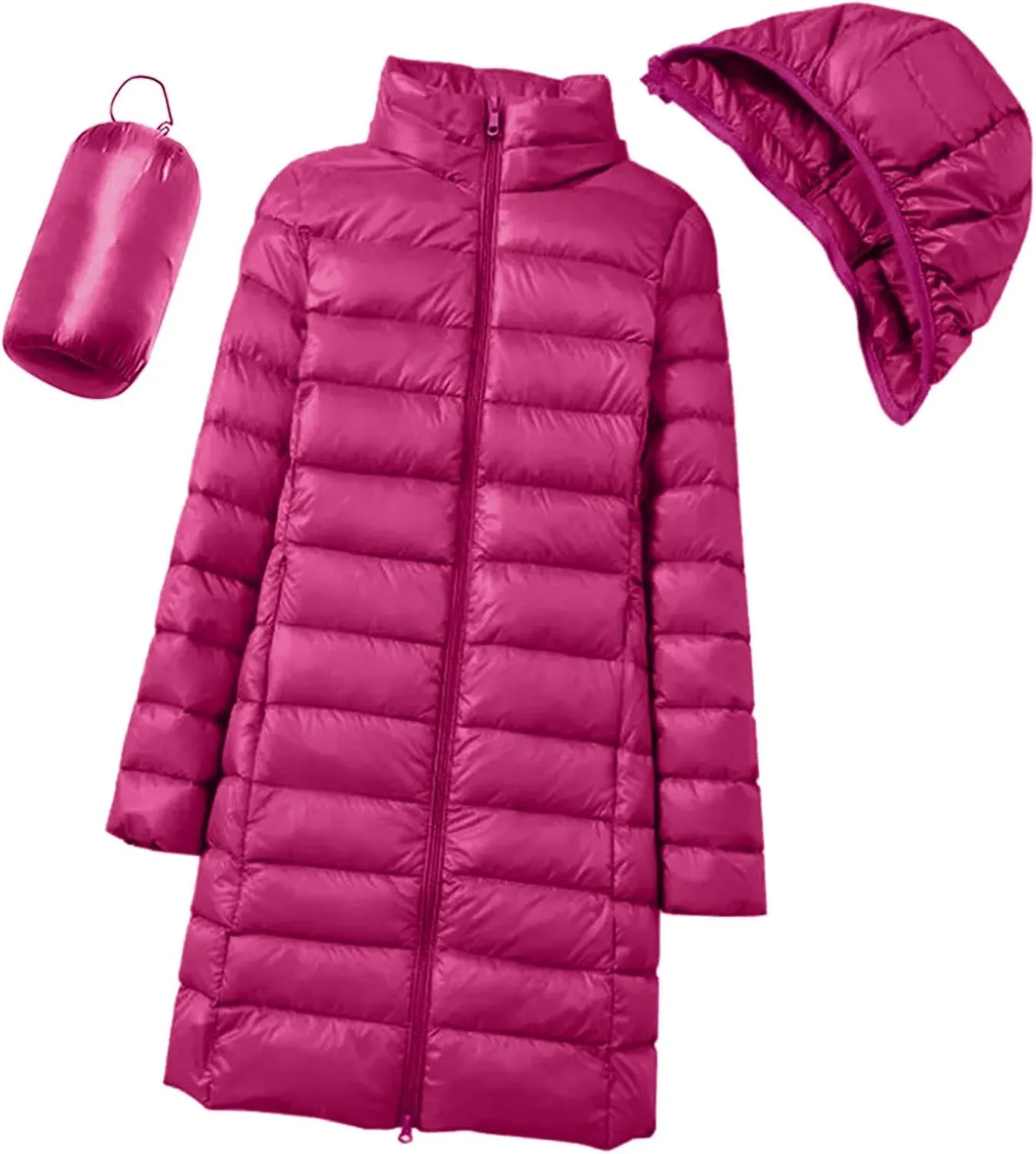 Womens Puffer Coat Lightweight Down Coats Long Sleeve with Pouch Classic Warm Jacket 2023 Winter Skimpy Down Jackets