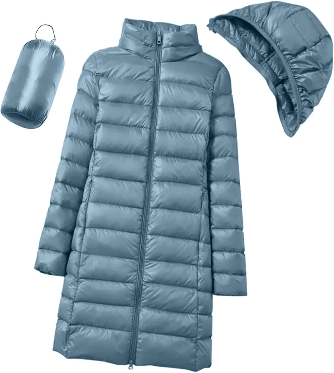Womens Puffer Coat Lightweight Down Coats Long Sleeve with Pouch Classic Warm Jacket 2023 Winter Skimpy Down Jackets
