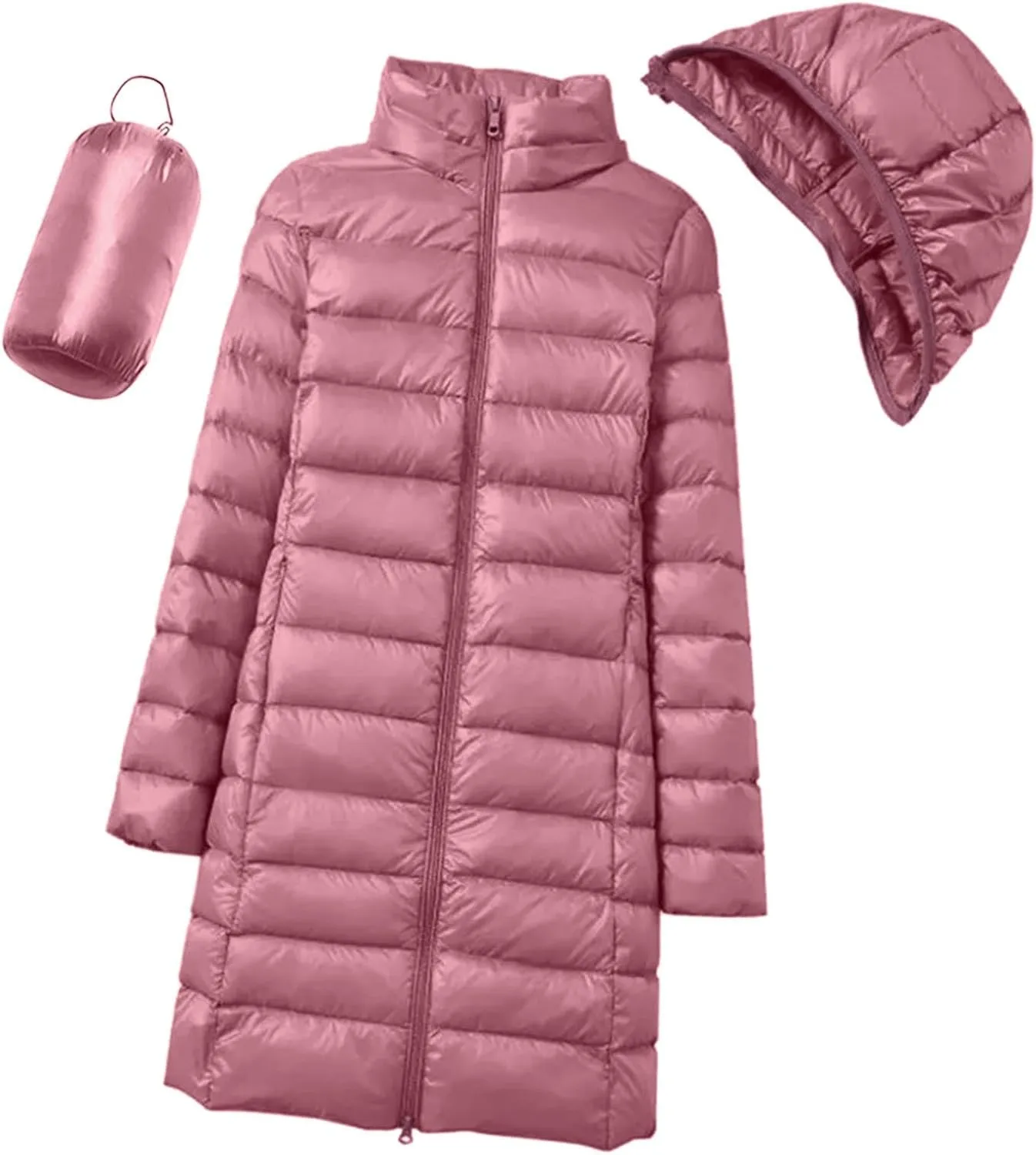 Womens Puffer Coat Lightweight Down Coats Long Sleeve with Pouch Classic Warm Jacket 2023 Winter Skimpy Down Jackets