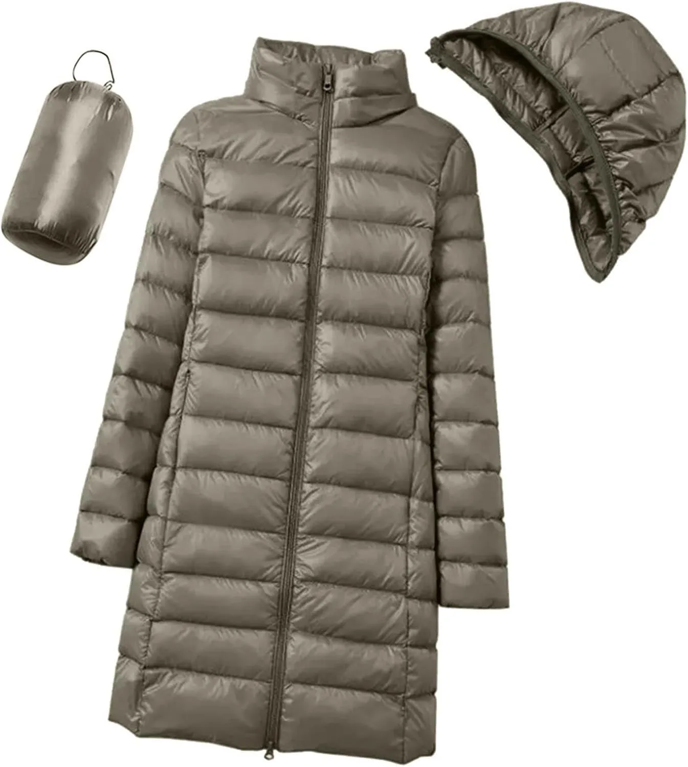 Womens Puffer Coat Lightweight Down Coats Long Sleeve with Pouch Classic Warm Jacket 2023 Winter Skimpy Down Jackets