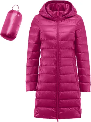 Womens Puffer Coat Lightweight Down Coats Long Sleeve with Pouch Classic Warm Jacket 2023 Winter Skimpy Down Jackets