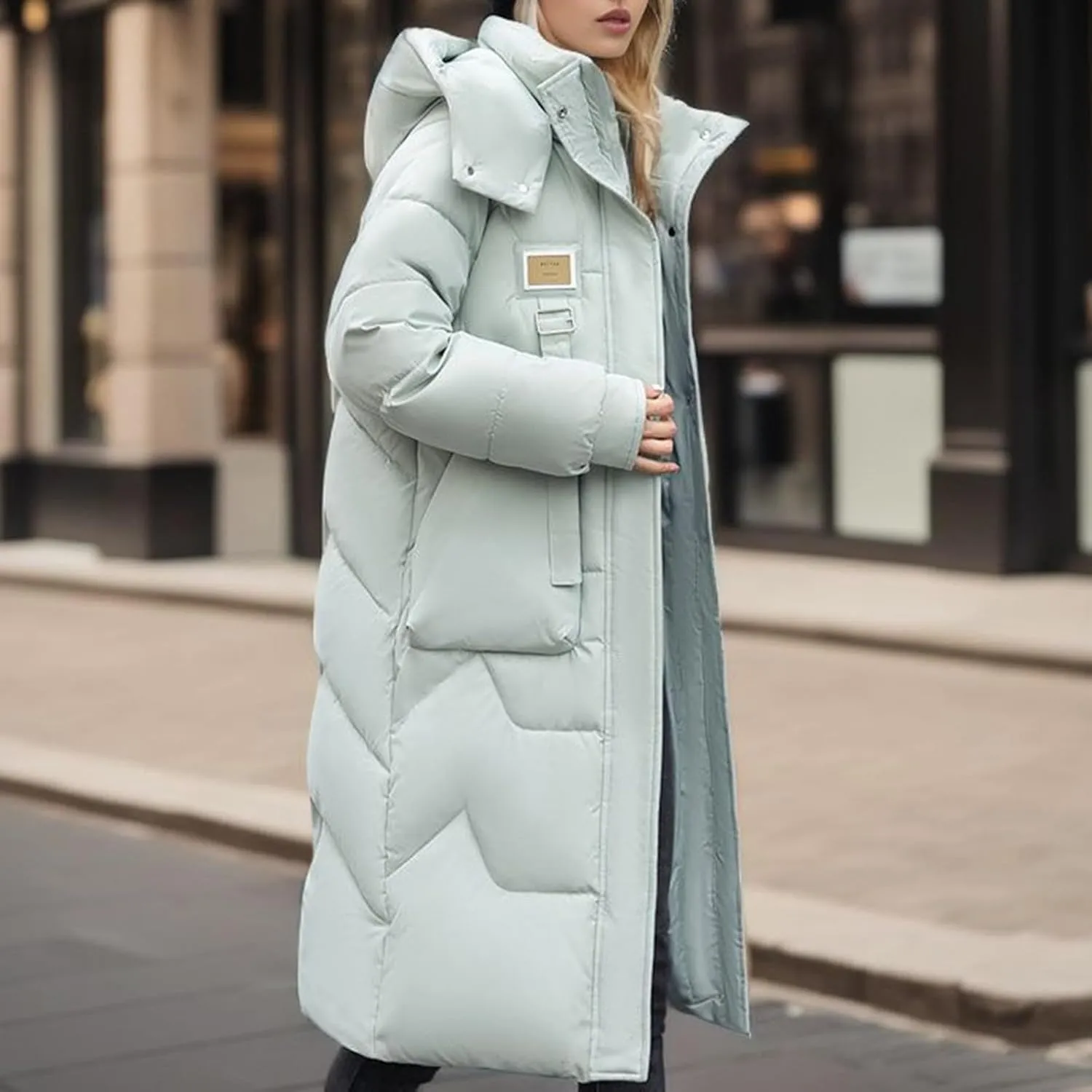 Women's Puffer Jacket Winter Warm Long Down Jacket Thicken Long Outwear Pockets Coat Parka Jacket M-3XL