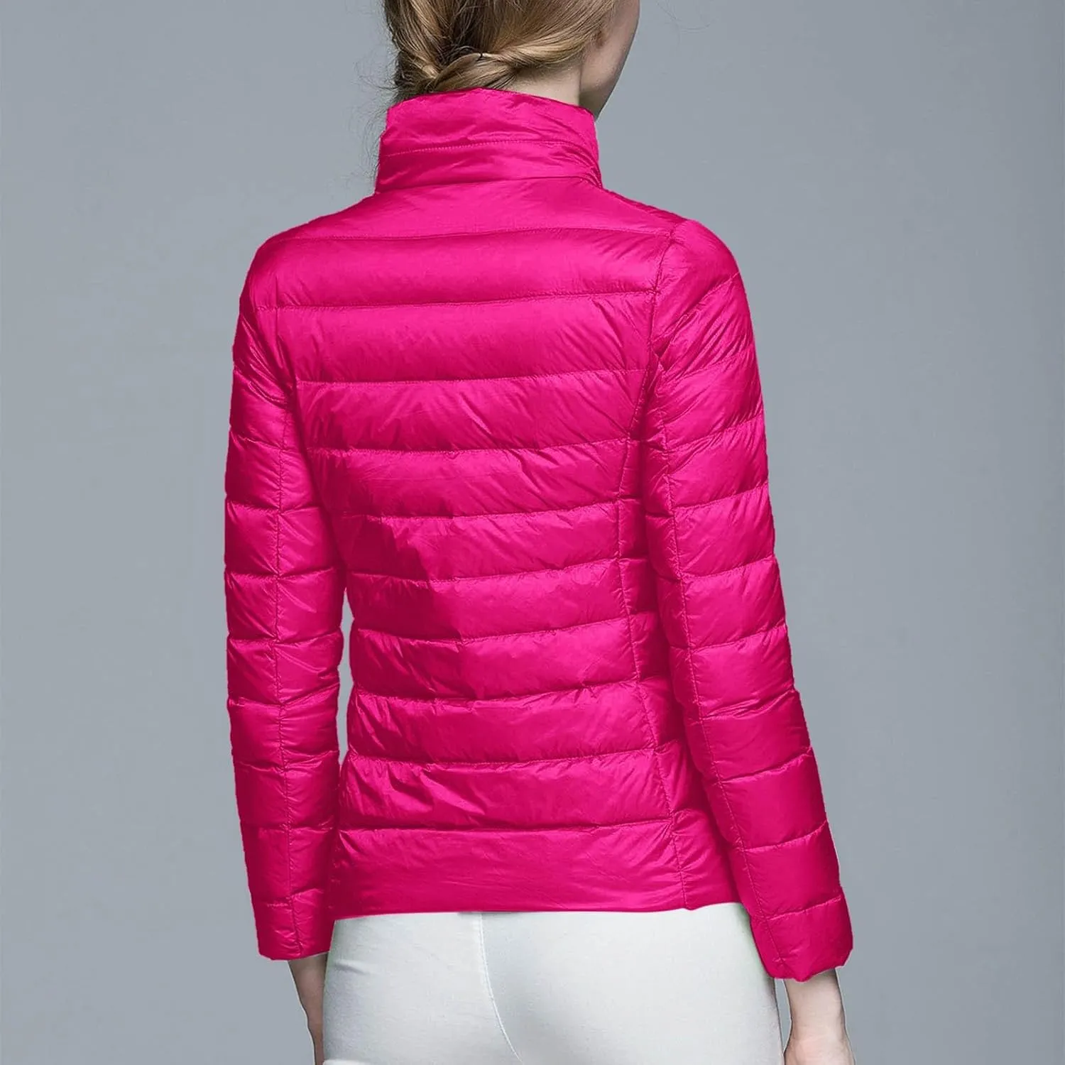Women's Puffer Jackets Lightweight Packable Down Jackets Stand Collar Winter Warm Puffy Quilted Down Coat Plus Size