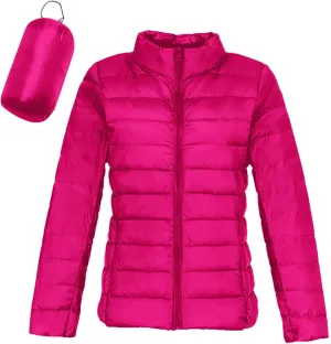 Women's Puffer Jackets Lightweight Packable Down Jackets Stand Collar Winter Warm Puffy Quilted Down Coat Plus Size