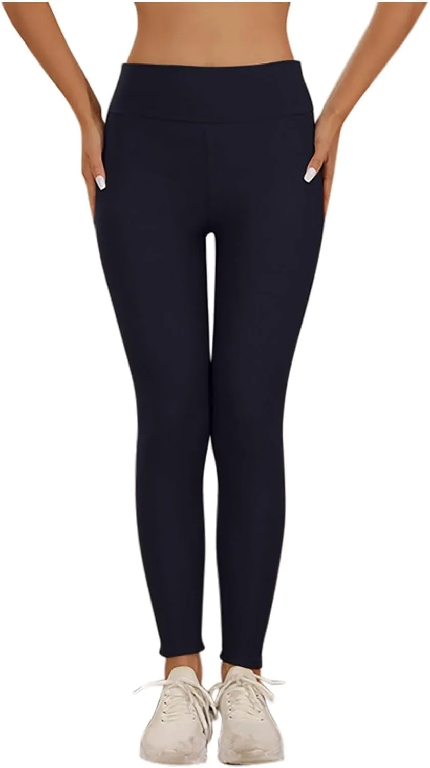 Womens Sherpa Fleece Lined Pants Winter Warm Thick Leggings Stretchy High Waisted Tights Warm Thermal Pants