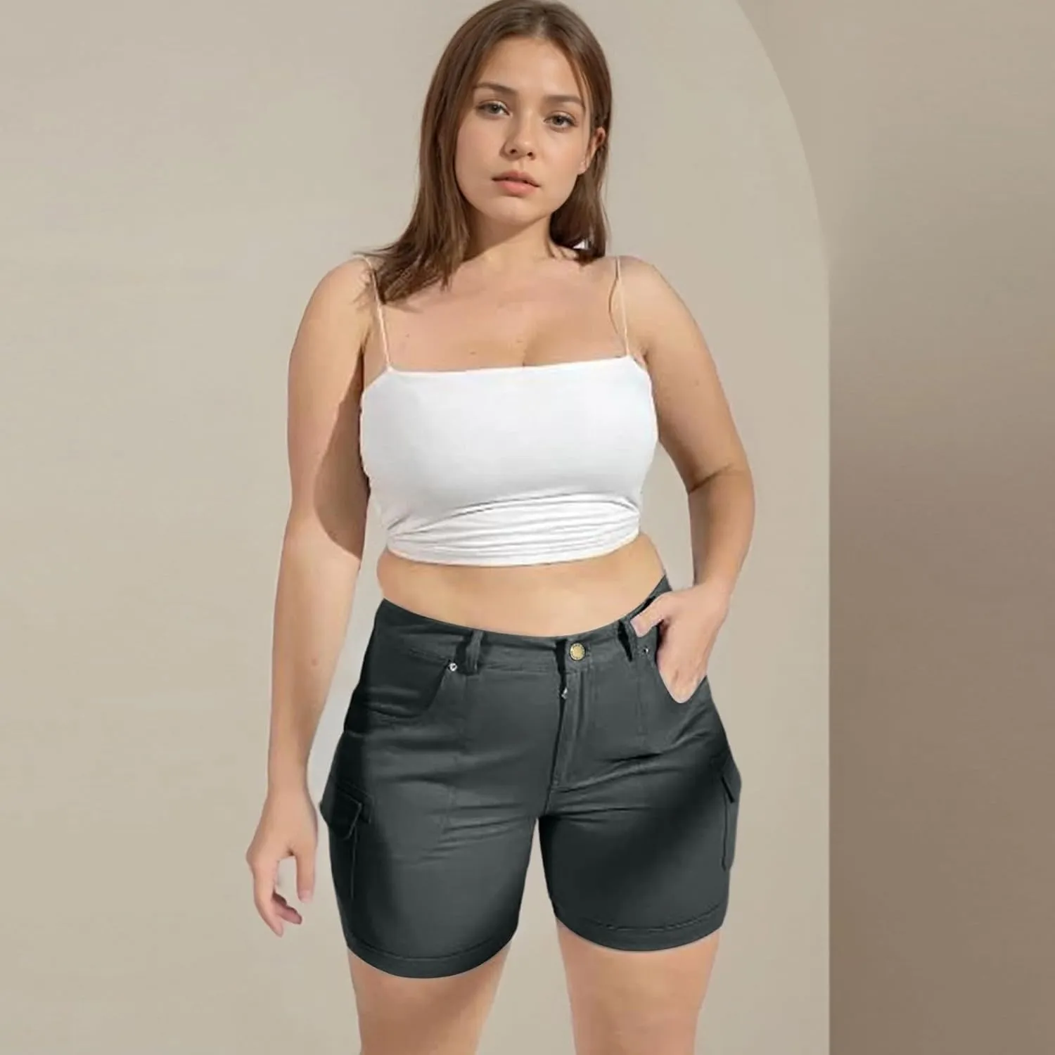 Womens Shorts 2025 Summer Casual Hiking Workout Vacation High Waisted Cargo Shorts Women with Pockets