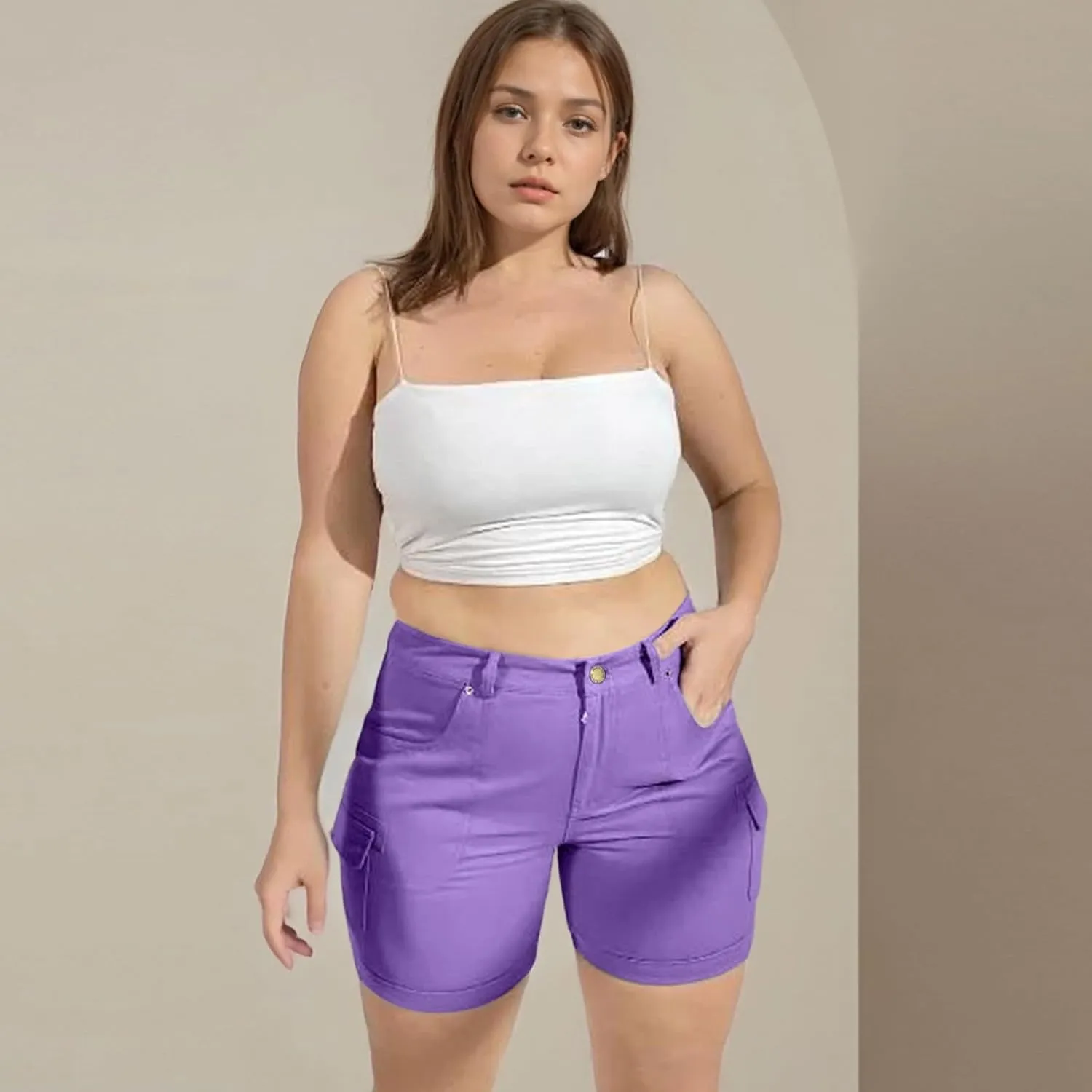 Womens Shorts 2025 Summer Casual Hiking Workout Vacation High Waisted Cargo Shorts Women with Pockets