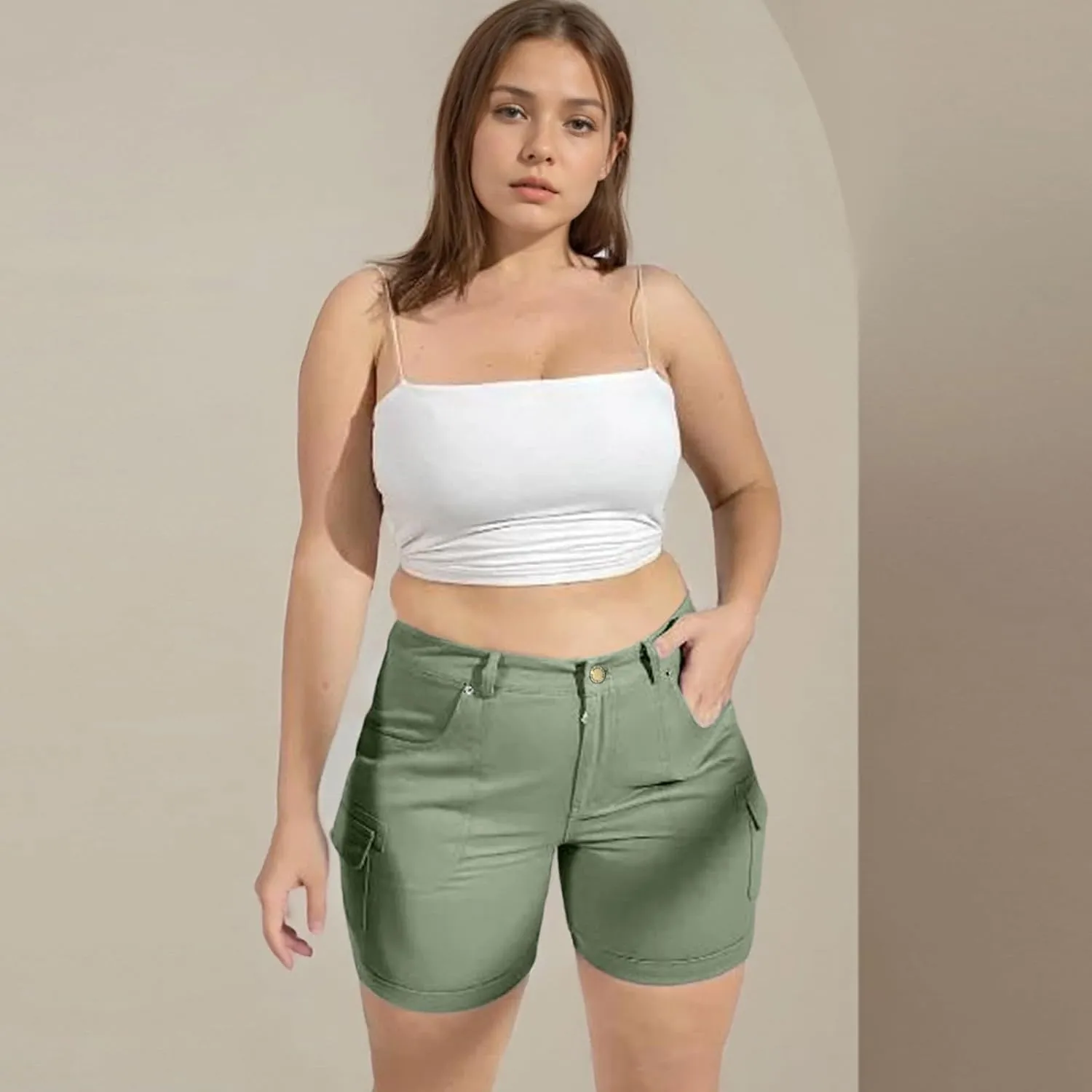 Womens Shorts 2025 Summer Casual Hiking Workout Vacation High Waisted Cargo Shorts Women with Pockets
