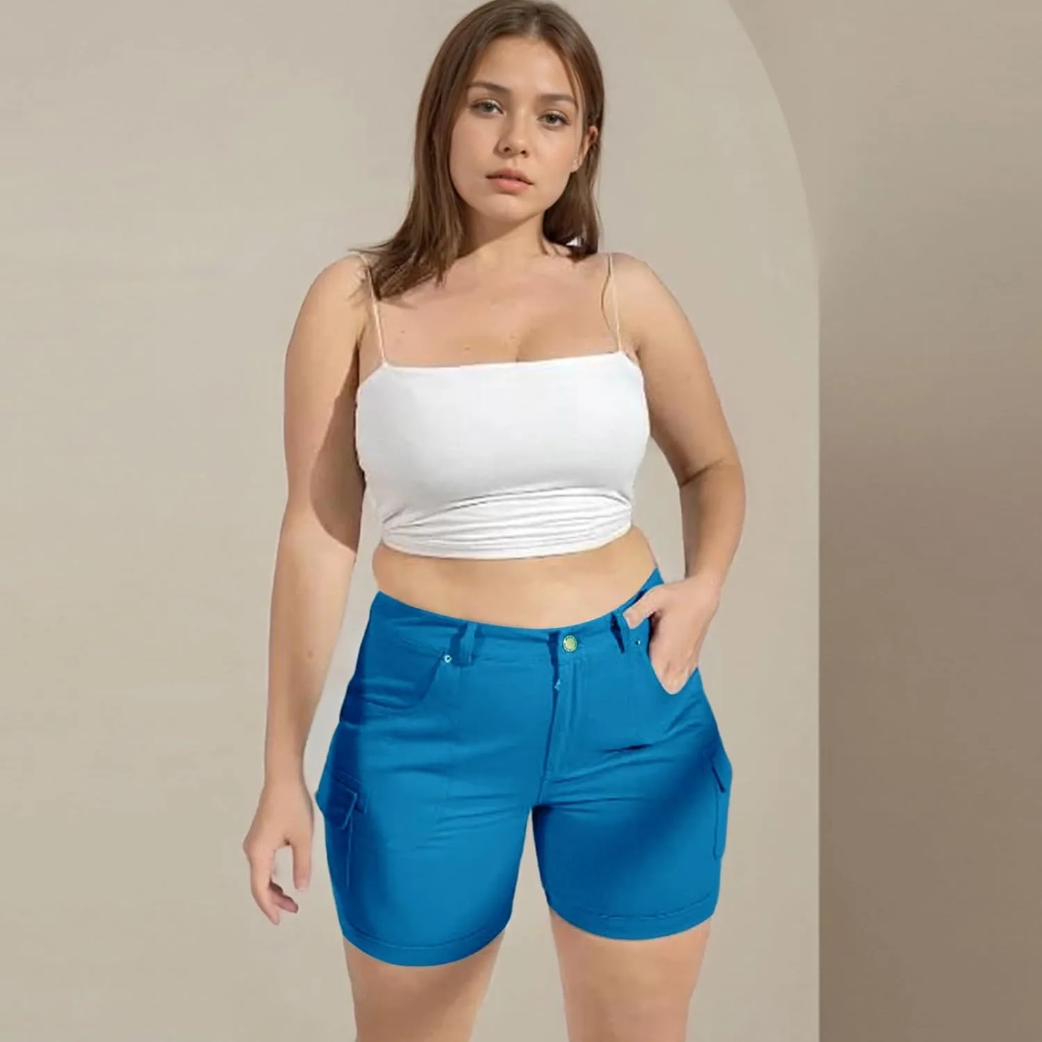 Womens Shorts 2025 Summer Casual Hiking Workout Vacation High Waisted Cargo Shorts Women with Pockets