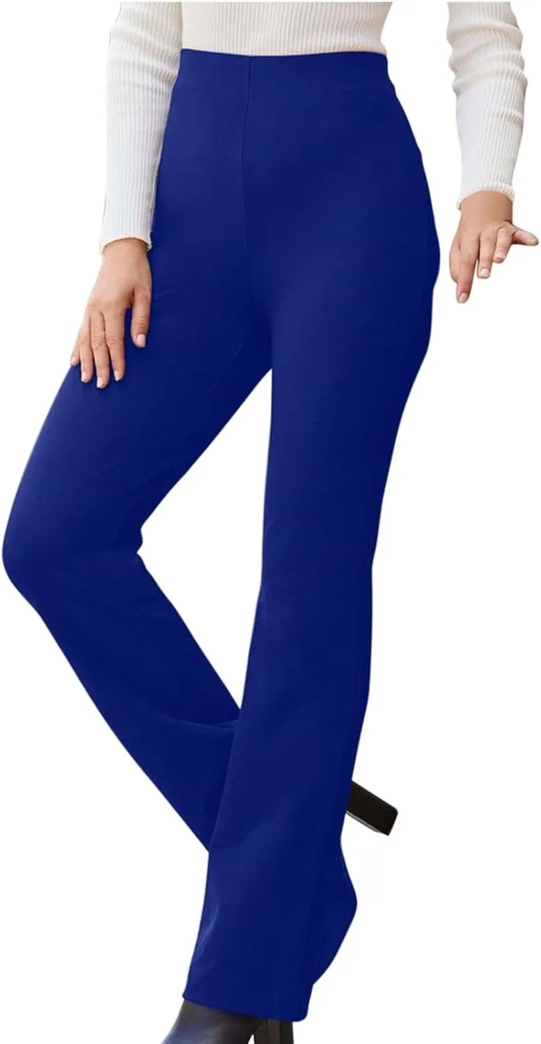 Women's Straight Leg Suit Pants Casual High Waisted Business Work Trousers Office Relaxed Fit Long Solid Color Pants