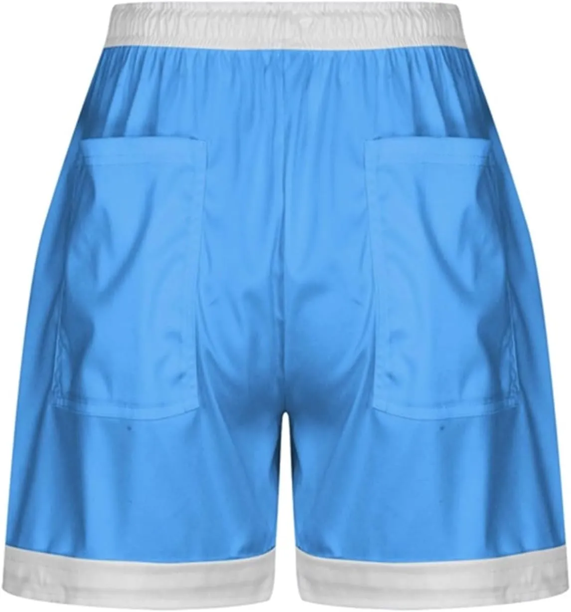 Women's Summer Casual Shorts Elastic Drawstring High Waist Straight Leg Lounge Shorts with Pockets Beach Outfits