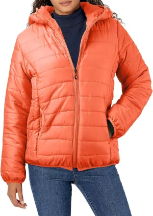 Womens Temperament Solid Hooded Quilted Puffer Coat Zip Up Long Sleeve Outwear Casual Loose Fit Overcoat with Pockets