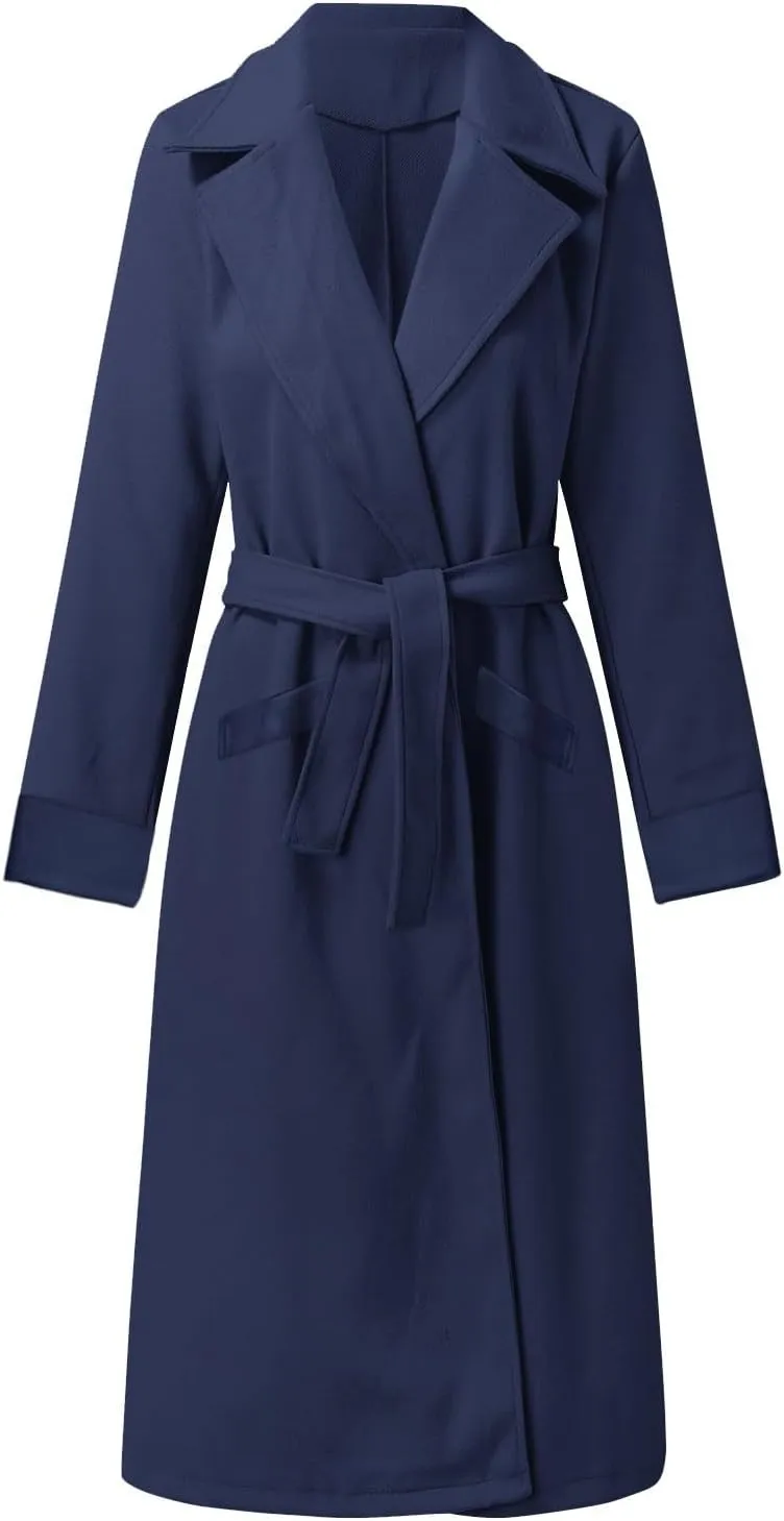 Womens Trench Coat Waterproow Jacket Loose Fitting Warm Winter Outwear Fashion Lapel Rain Trench Coat Women with