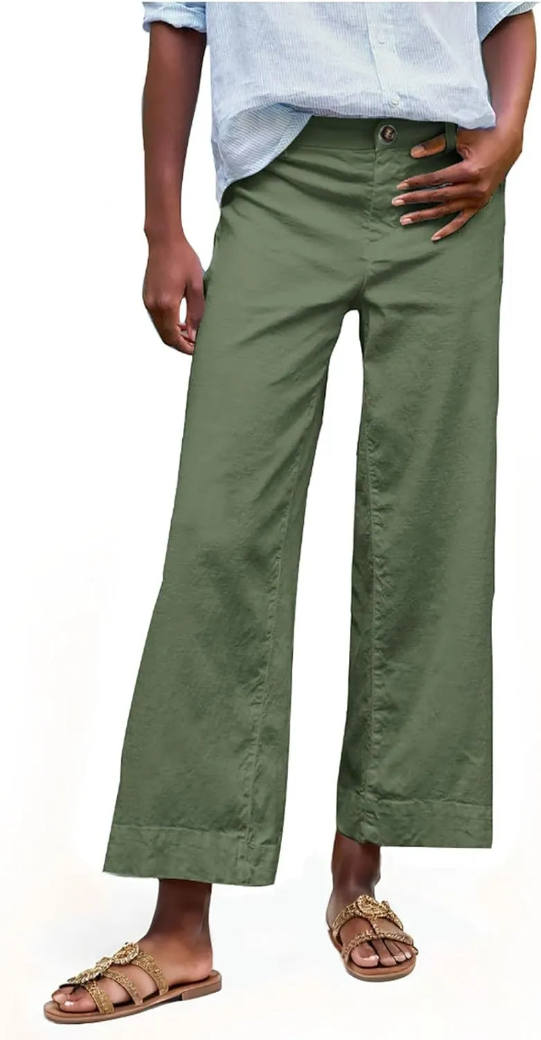 Women's Trendy Casual Pants Elastic Waist with Pockets Lounge Trousers Drawstring Straight Chinos Outdoor Athletic
