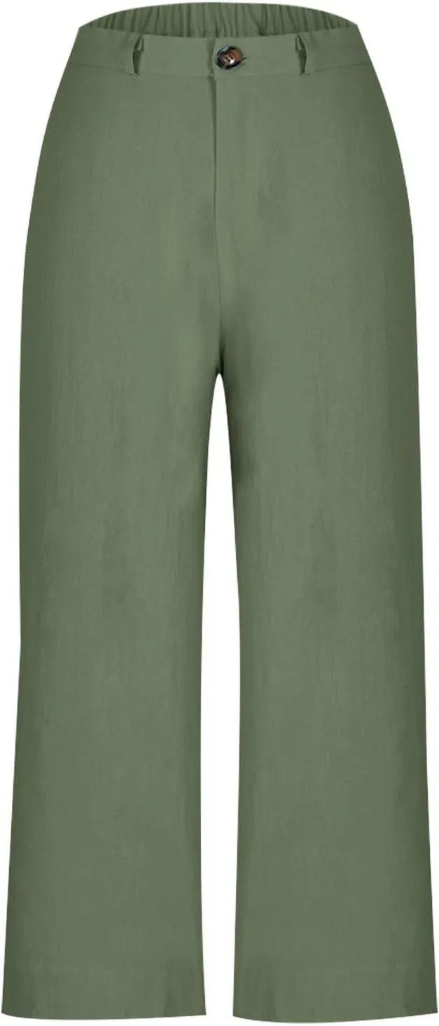 Women's Trendy Casual Pants Elastic Waist with Pockets Lounge Trousers Drawstring Straight Chinos Outdoor Athletic