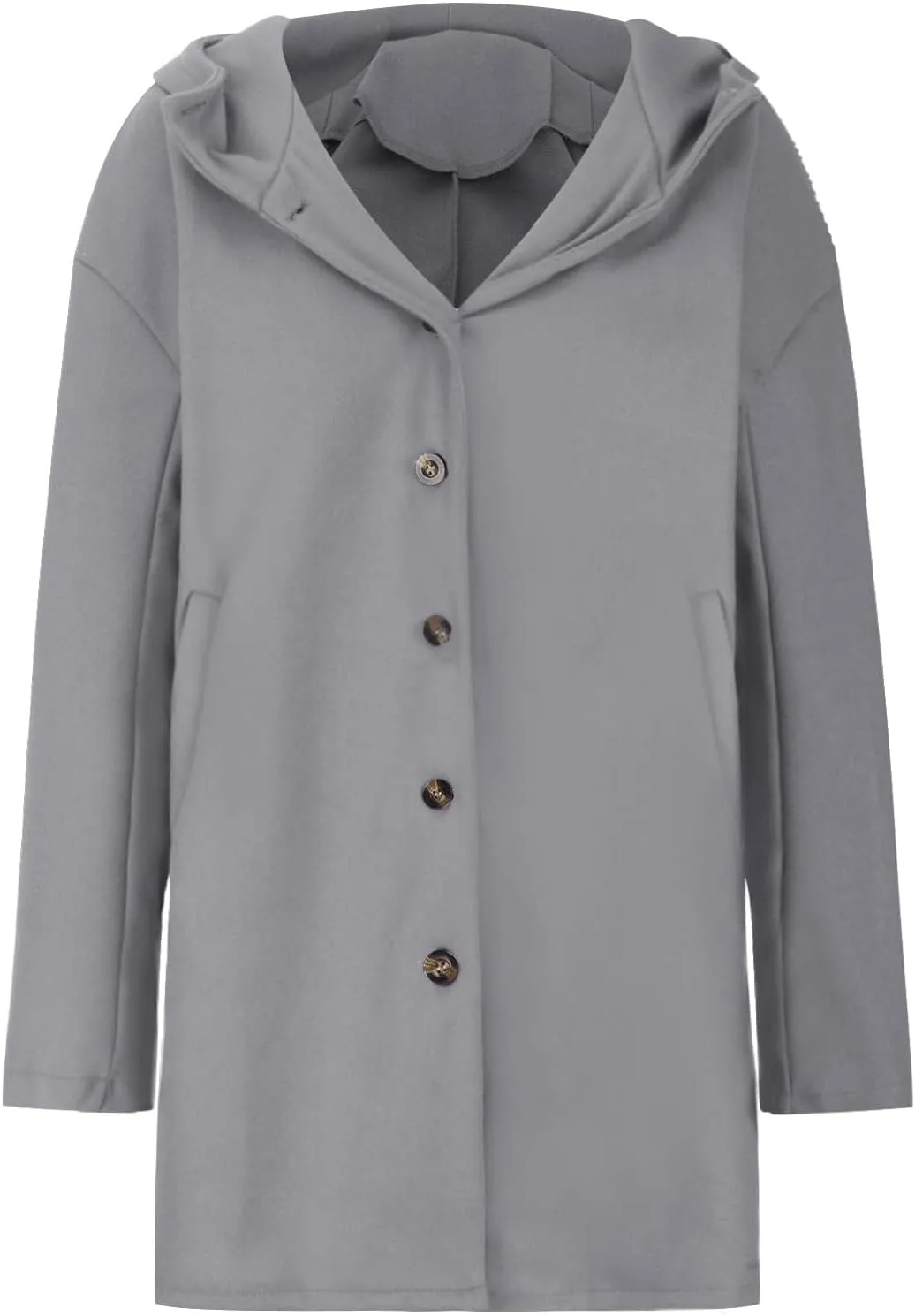 Womens Winter Coats Single Breasted Wool Blend Trench Coat Oversized Thicken Warm Overcoat Casual Loose Hooded Outwear