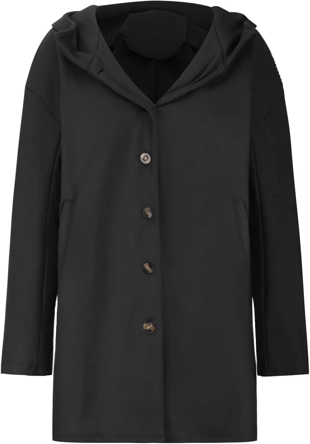 Womens Winter Coats Single Breasted Wool Blend Trench Coat Oversized Thicken Warm Overcoat Casual Loose Hooded Outwear