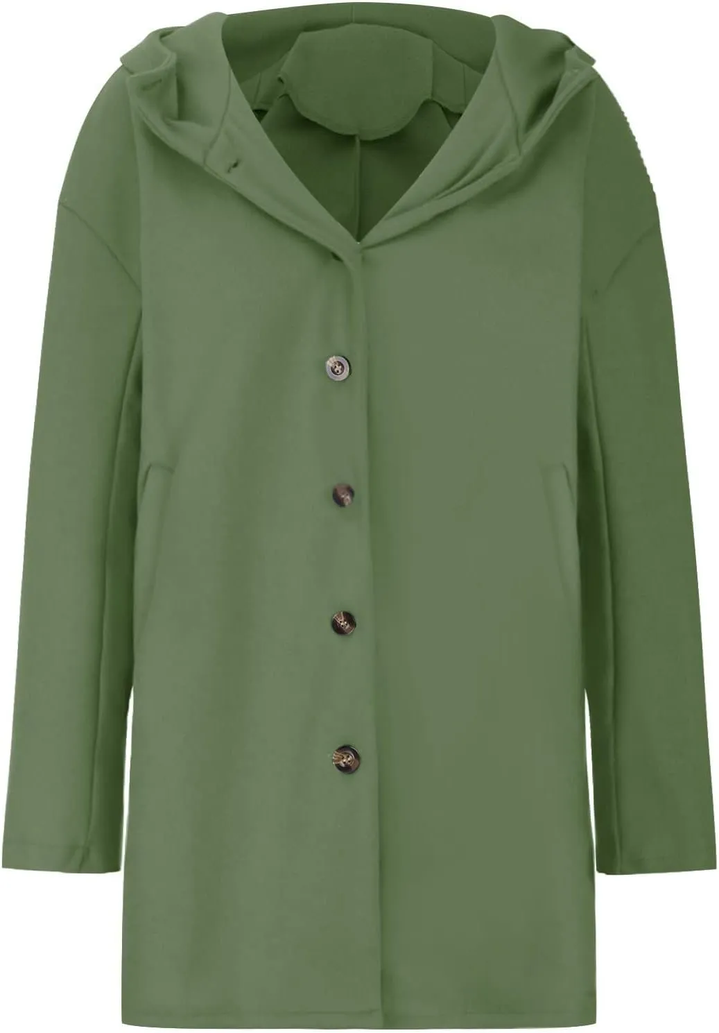 Womens Winter Coats Single Breasted Wool Blend Trench Coat Oversized Thicken Warm Overcoat Casual Loose Hooded Outwear