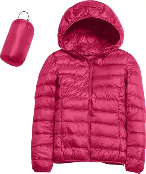 Womens Winter Quilted Jacket Slim Fit Short Down Jacket Cropped Warm Zip Puffer Coat Hooded Padded Puffer Coat